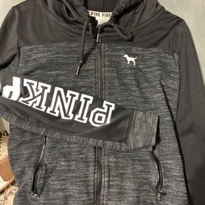 Victoria’s Secret Pink zip up hoodie black/gray L